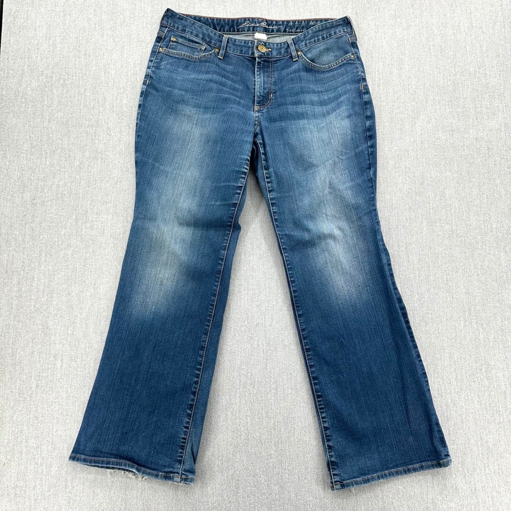 Eddie Bauer Curvy Bootcut Jeans Womens Size 12s Blue Medium Wash Stretch Denim